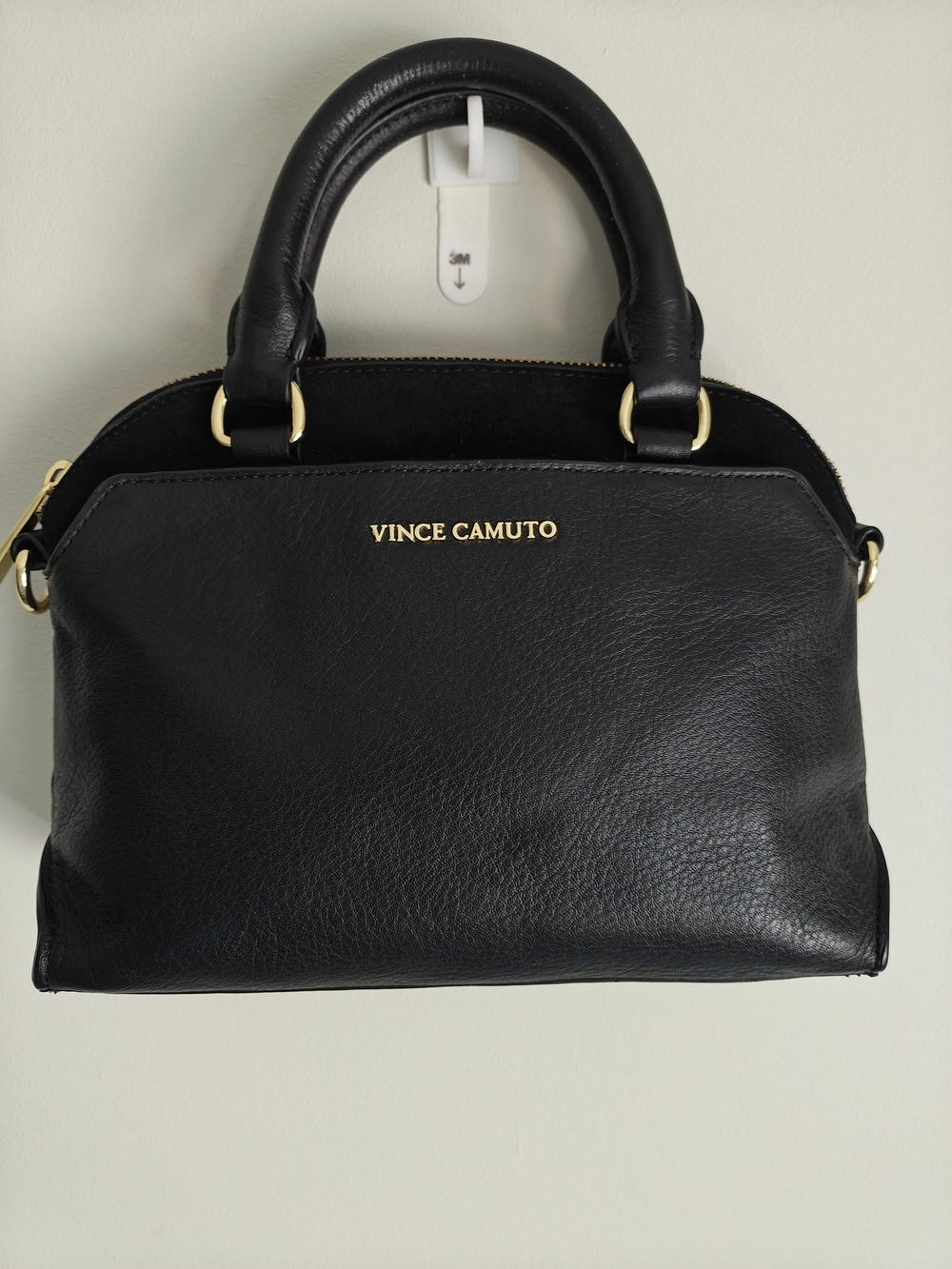 Vince Camuto Black Leather Satchel with Gold Hardware Like New π